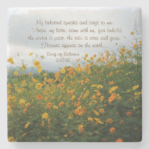 Sång i Solomon 2:10-12, Bible Verse, Flowers Underlägg Sten