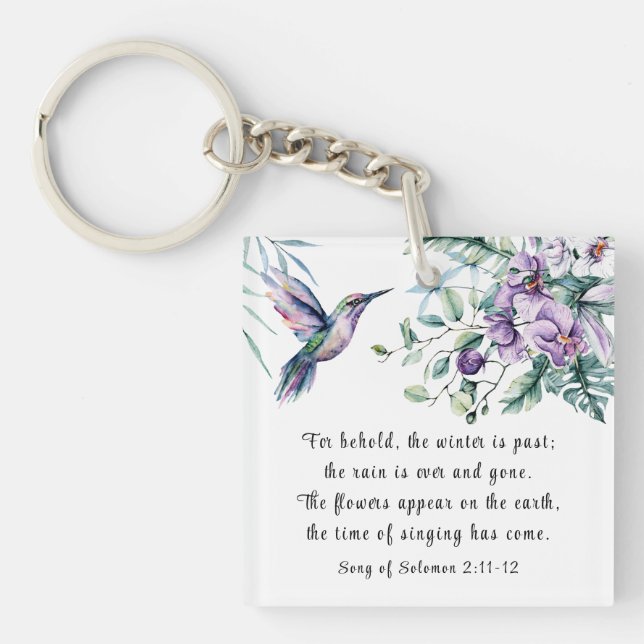 Sång i Solomon 2:11-12 Hummingbird Flowers Bible (Framsidan)