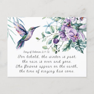 Sång i Solomon 2:11-12 Hummingbird Flowers Bible Vykort