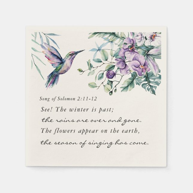 Sång i Solomon 2:11-12 Hummingbird Flowers Bibrs Pappersservett (Framsidan)