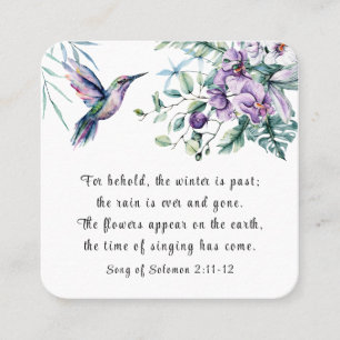 Sång i Solomon 2:11-12 Hummingbird Flowers Fyrkantigt Visitkort