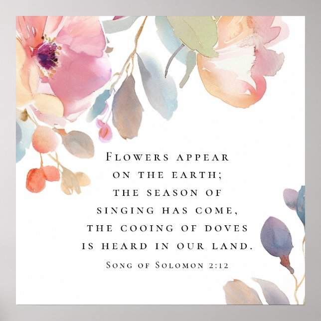 Sång i Solomon 2:12 Blommor visas bibeln Bröllop Poster (Framsidan)
