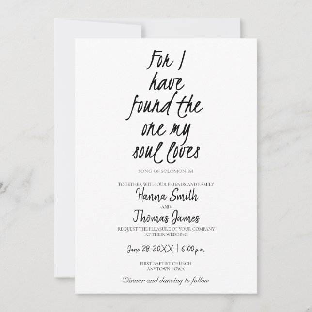 Sång i Solomon 3:4 Hittade ett min Soul Kärlek i Inbjudningar (Framsida)