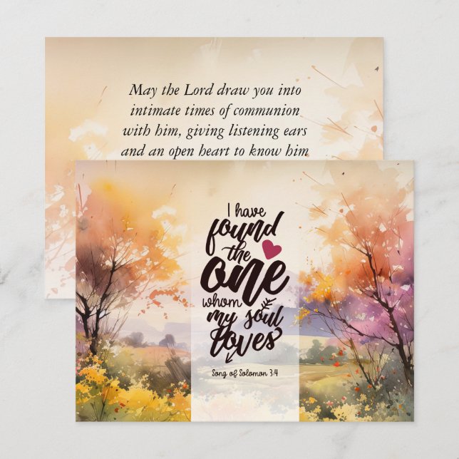 Sång i Solomon 3:4 hittade jag ett bibelkort (Fram/baksida)