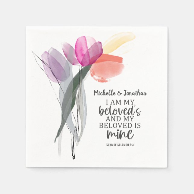 Sång i Solomon 6:3 Jag är min belgiske Bröllop Pappersservett (Framsidan)