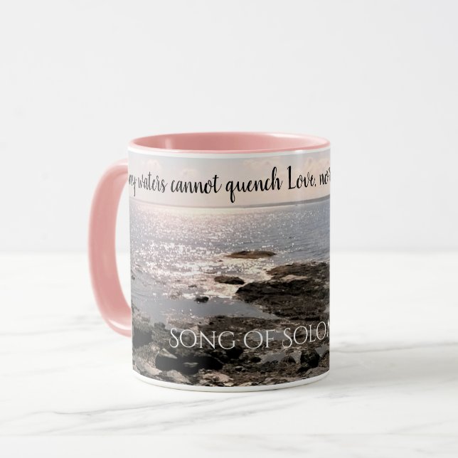 Sång i Solomon Romantic Photo of the Ocean Rosa Mugg (Framsida vänster)