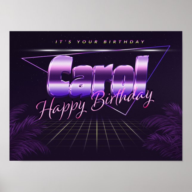 Sång Namn Vorname lila retro Poster Geburtstag (Framsidan)