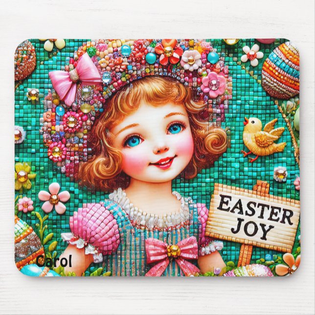 SÅNG~ PÅSK JOY VINTAGE GIRL ~ Mouse Pad Musmatta (Framsidan)
