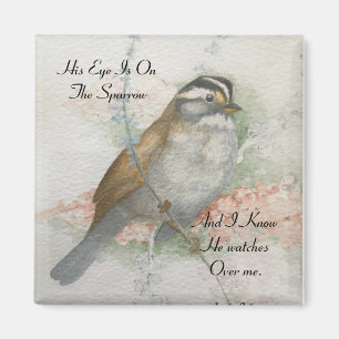 Sång sparrow han ser över mig bibelcitat magnet