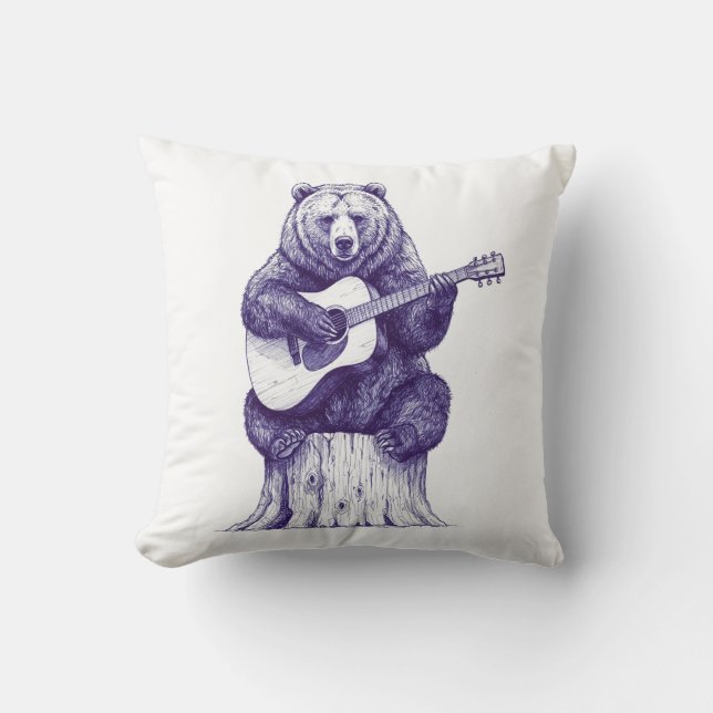 Sång-utskrift för bläck-märkt björn kudde (Framsida)