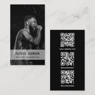 Sångare Musiker Foto Hip Hop Skannbar QR-kod Visitkort