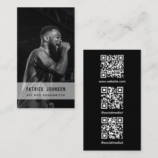 Sångare Musiker Foto Hip Hop Skannbar QR-kod Visitkort