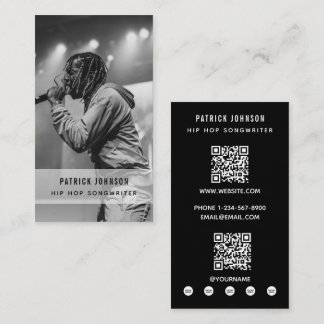 Sångare Musiker Låtskrivare Foto Hiphop 2 QR-kod Visitkort