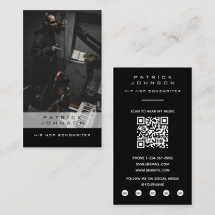 Sångare Musiker Låtskrivare Foto Hiphop QR-kod Visitkort