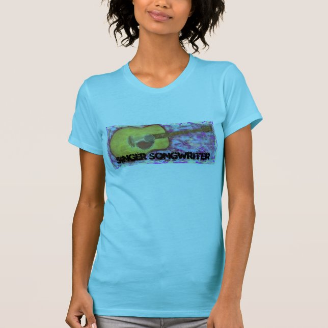 Sångarelåtskrivaregitarr Tee Shirt (Framsida)