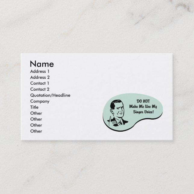 Sångaren uttrycker visitkort (Framsida)