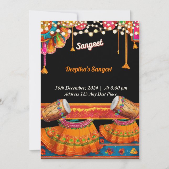 Sangeet Inbjudningskort  (Framsida)