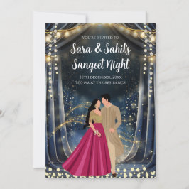 Sangeet-kort Digitala indiska bröllopsinbjudningar Inbjudningar