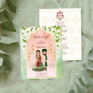 Sangeet mehndi Indian bröllop budgetinbjudan