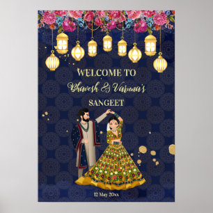 Sangeet-välkomstskylt för anpassningsbar dans indi poster