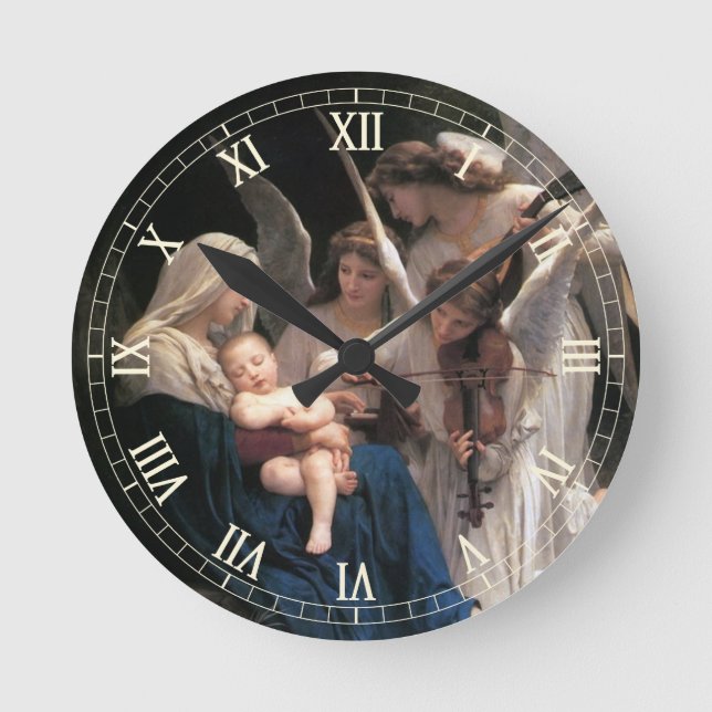 Sången av änglarna (1881) av Bouguereau Rund Klocka (Framsida)