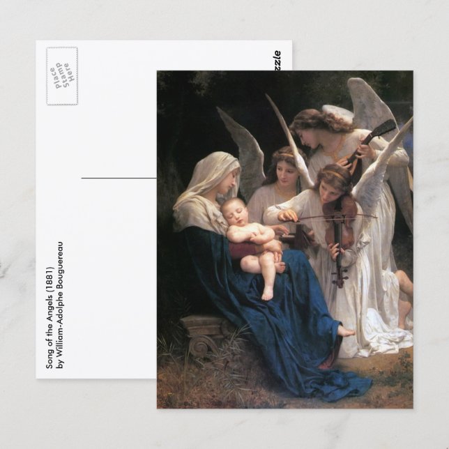 Sången av änglarna (1881) av Bouguereau Vykort (Fram/baksida)