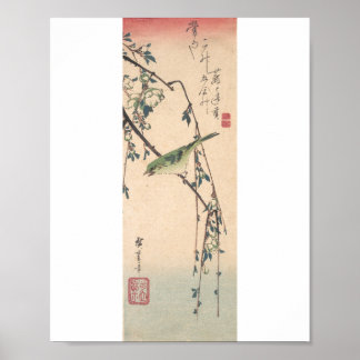 Sångfågel på en plommongren av Utagawa Hiroshige Poster