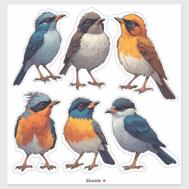 Sångfågeldekaljsamlingsset 🐦 klistermärken (Ark)