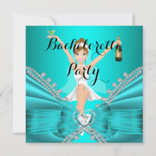 Sängflicks Party Tealblå Diamant Spets kul Inbjudningar