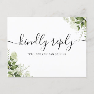 Sångförfrågan Grönska Blad Script RSVP-kort Inbjudan Vykort
