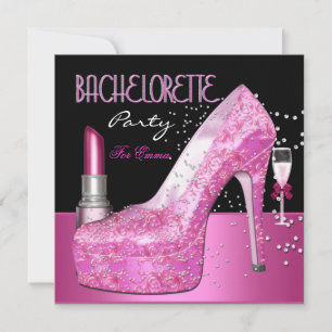 Sängkammarparty Lipstick Rosa Skor Inbjudningar