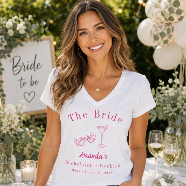Sängkammarweekendfest Brud Strand Rosa T Shirt (Skapare uppladdad)