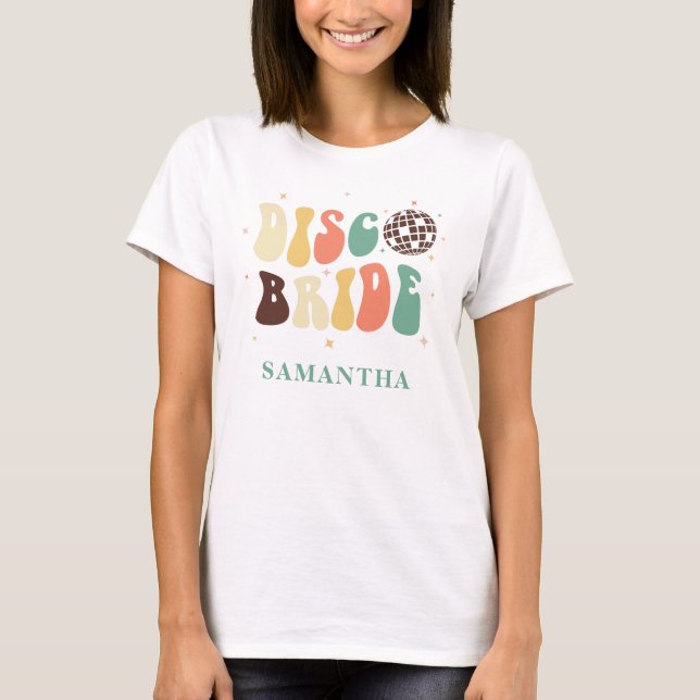 Sängkantsweekendfest Disco Brudnamn T Shirt (Framsida)