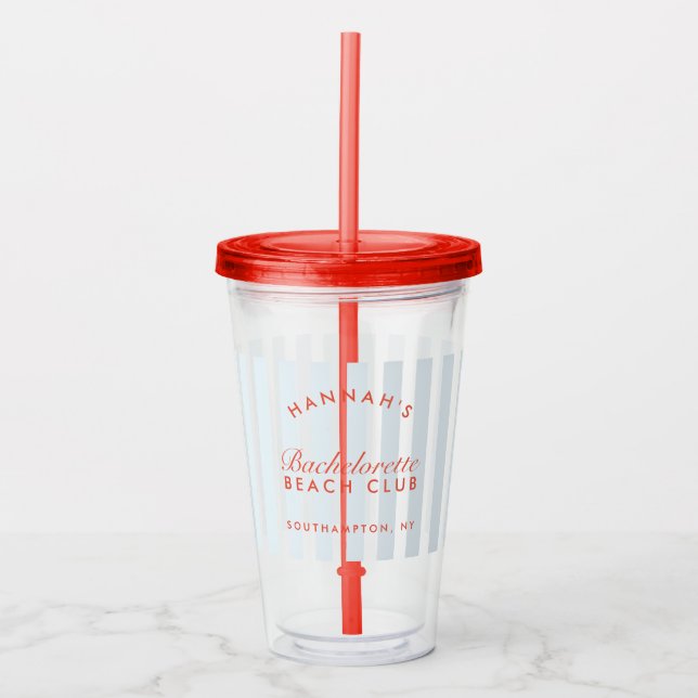 Sänglinne Retro Röd & Blå Ränder Take Away Mugg (Framsida)