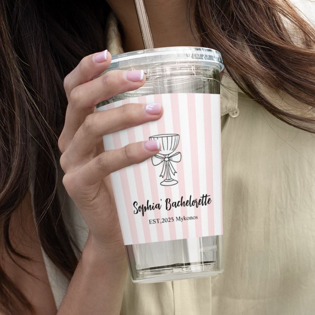 Sänglinne Rosa Ränder | Personligt Present Take Away Mugg (Skapare uppladdad)