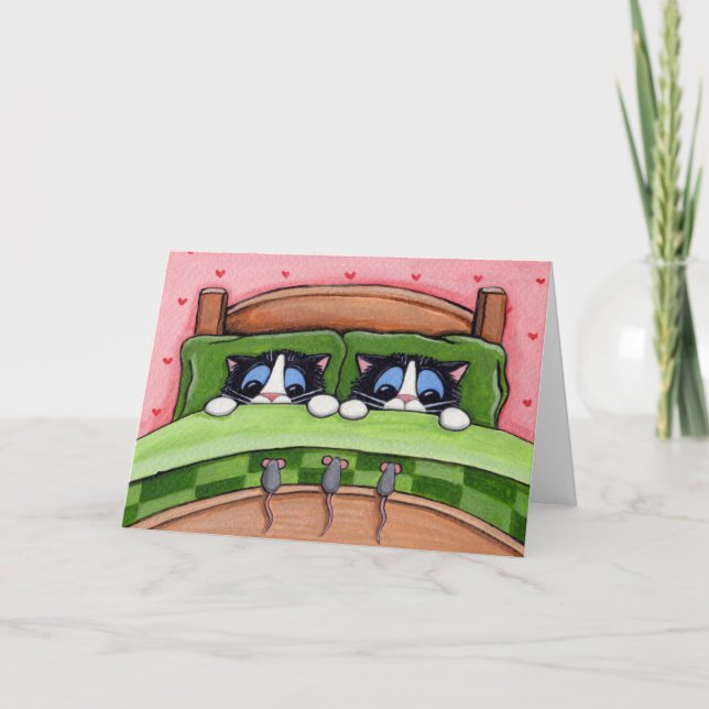 Sängmöss finns - katthälsningkortet kort (Framsida)