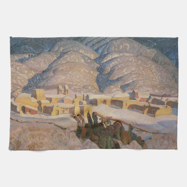 Sangre de Cristo-bergen av Blumenschein Kökshandduk (Horisontell)