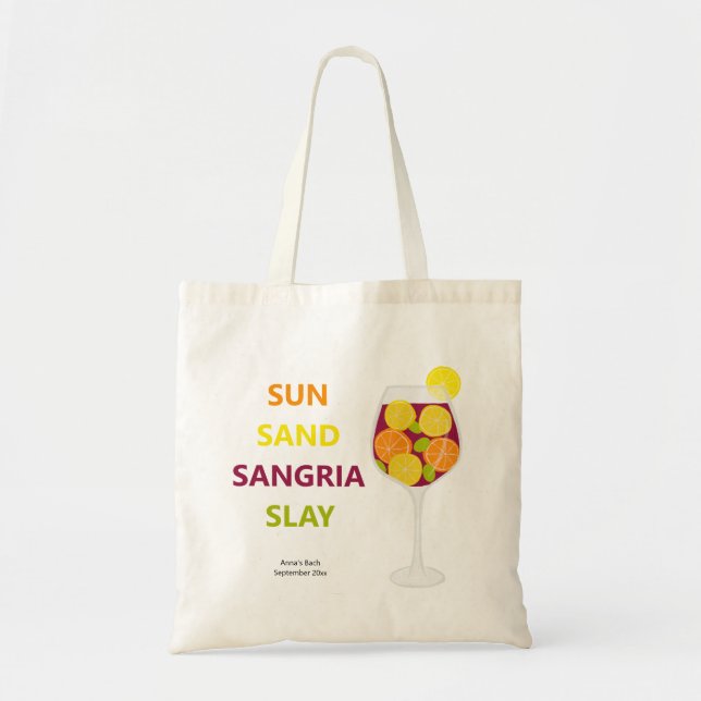 Sangria Bachelorette Party Beach Helg Tygkasse (Framsidan)
