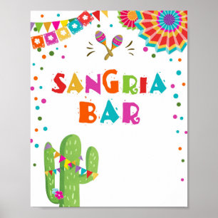 Sangria Bar Drycker Kaktus Fiesta Fest Bord Skylt