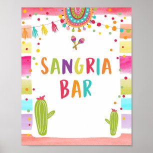 Sangria Bar Drycker Kaktus Fiesta Fest Bord Skylt