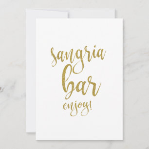 Sangria Bar Guld Glitter Prisvärd Bröllopsskylt