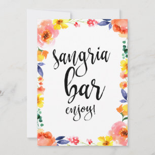 Sangria Bar Prisvärd Boho Blommig Bröllopsskylt