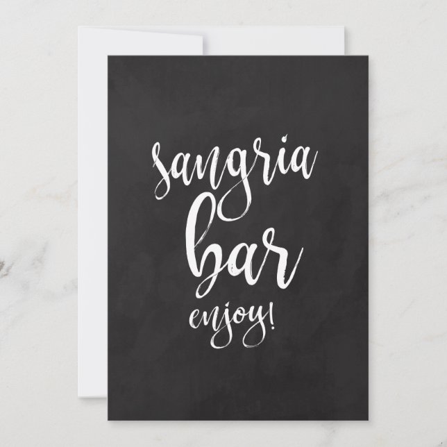Sangria Bar Prisvärd Kritskriftsbröllopsskylt (Framsida)