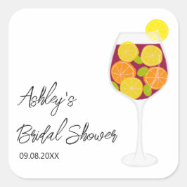 Sangria Bröllop, Bachelorette eller Möhippa Fyrkantigt Klistermärke