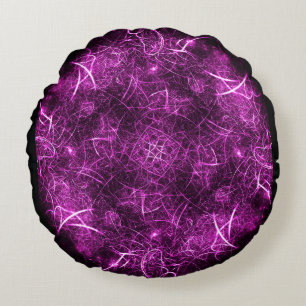 Sangria/Lila Fractal accent Pillow Rund Kudde