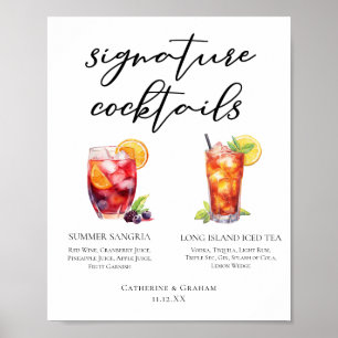 Sangria Long Island Tea Namnteckning Cocktails Men Poster