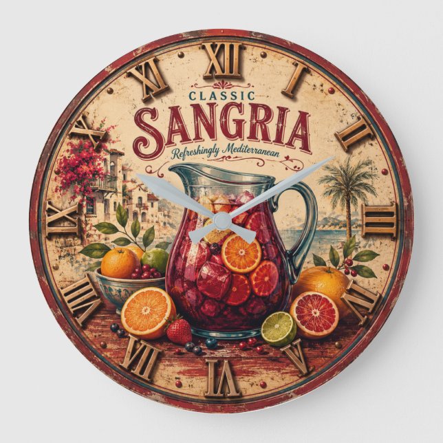 Sangria Mediterranean Spanish Wine Rustic Bar  Stor Klocka (Framsida)