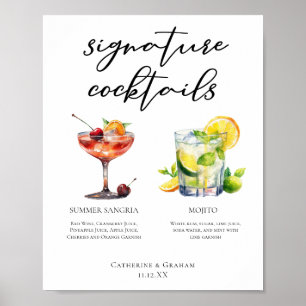 Sangria Mojito Namnteckning Cocktails Anpassningsb Poster