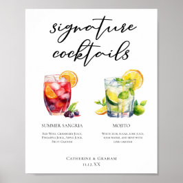 Sangria Mojito Namnteckning Cocktails Anpassningsb Poster