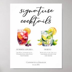 Sangria Mojito Namnteckning Cocktails Anpassningsb Poster